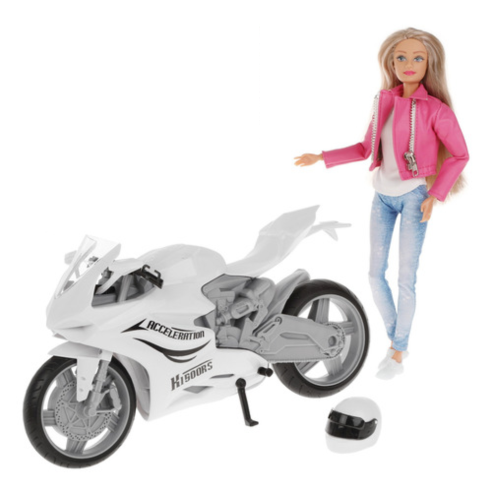🌟 ¡Descubre la Muñeca Motociclista con Chaqueta Rosa y Casco! 🏍️ 2