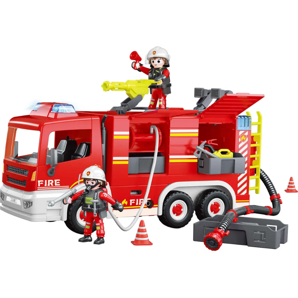 🚒 Camión de Bomberos Infantil con Figuras y Escaleras - Diversión y Aprendizaje
