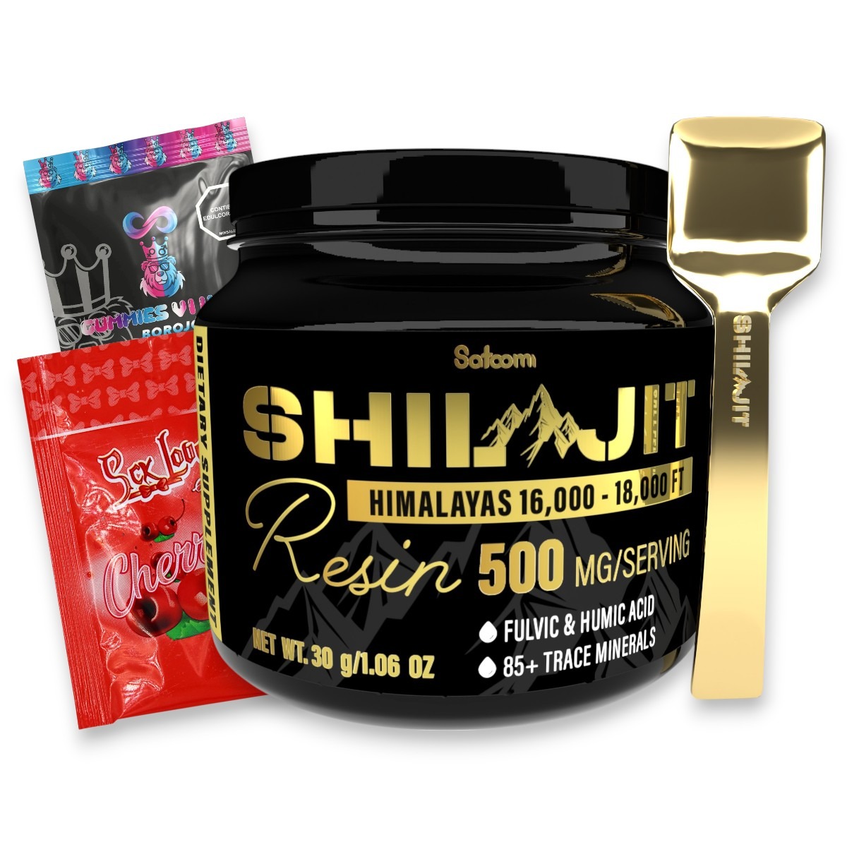 Vista 2 de SHILAJIT SATOOMI ORIGINAL + GUMMIES - Variable: Shilajit Satoomi + Cherry + Gummies