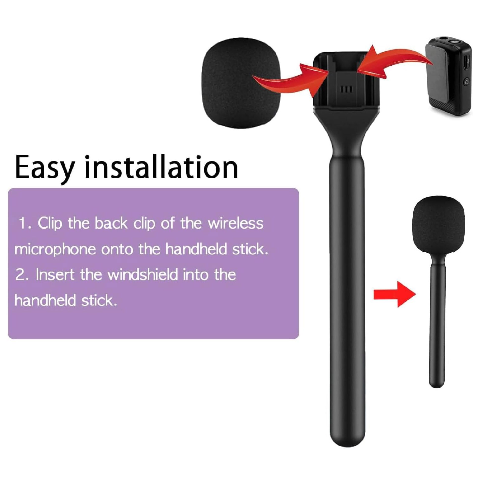 Mango Soporte De Mano Microfono Solapa