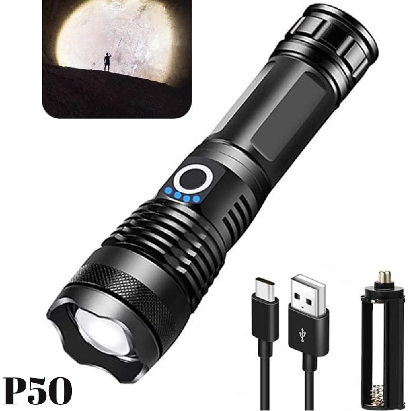 Miniatura 3 de Linterna Tactica Led Recargable Usb  P50