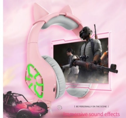PC Gamer Auriculares Gato Oreja Rosa