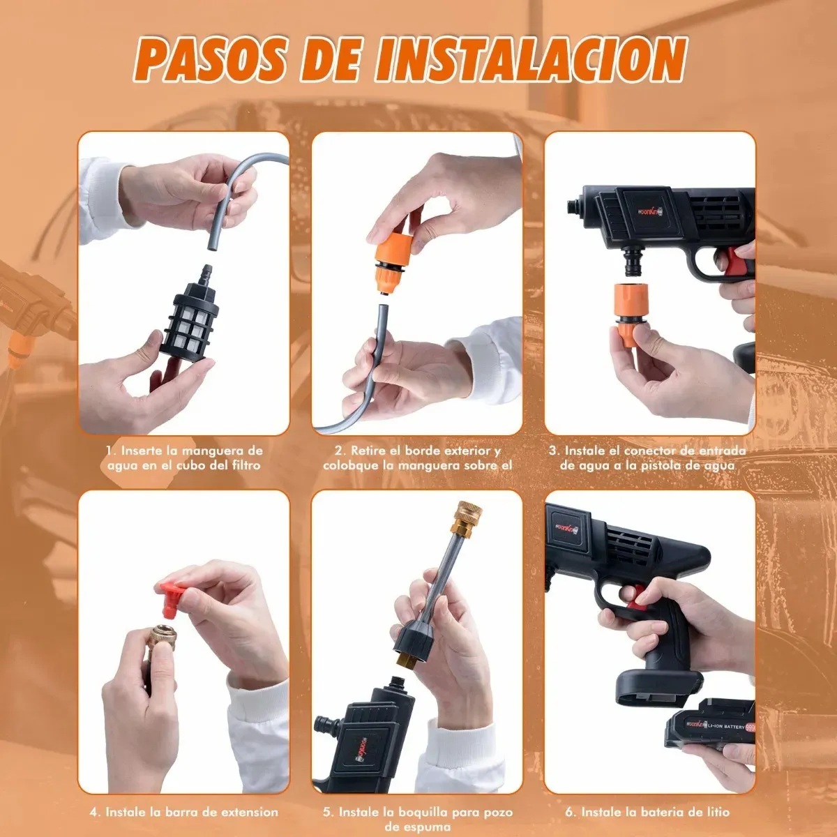 Miniatura 6 de Hidrolavadora 6 BOQUILLAS 48V DOBLE BATE