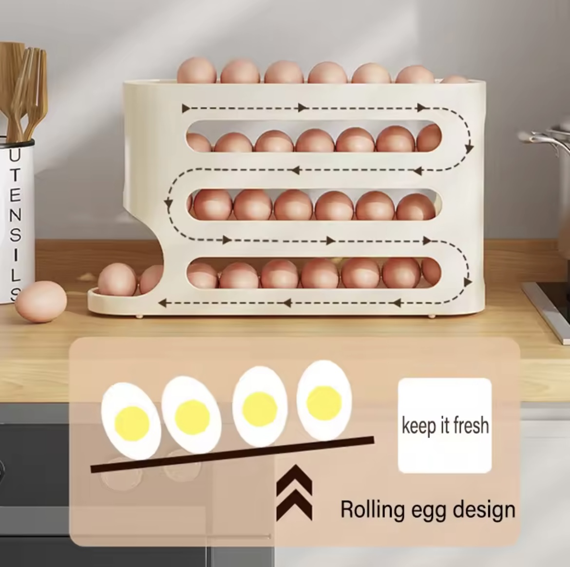 Miniatura 6 de DISPENSADOR HUEVOS NEVERA 4 NIVELES BLAN