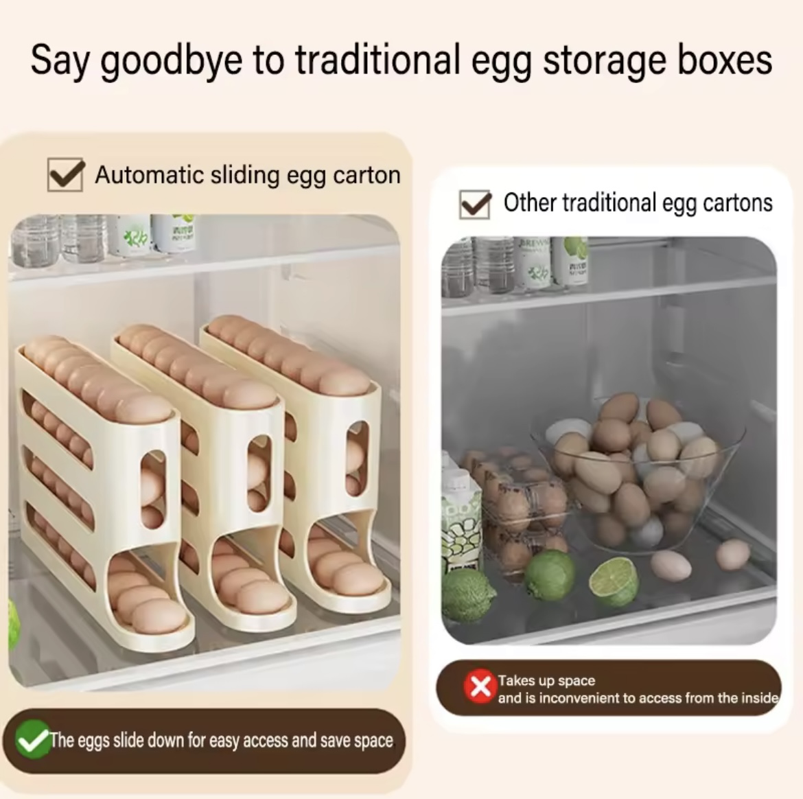 Miniatura 3 de DISPENSADOR HUEVOS NEVERA 4 NIVELES BLAN