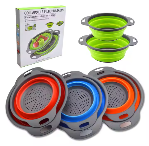 colador plegable de silicona x2