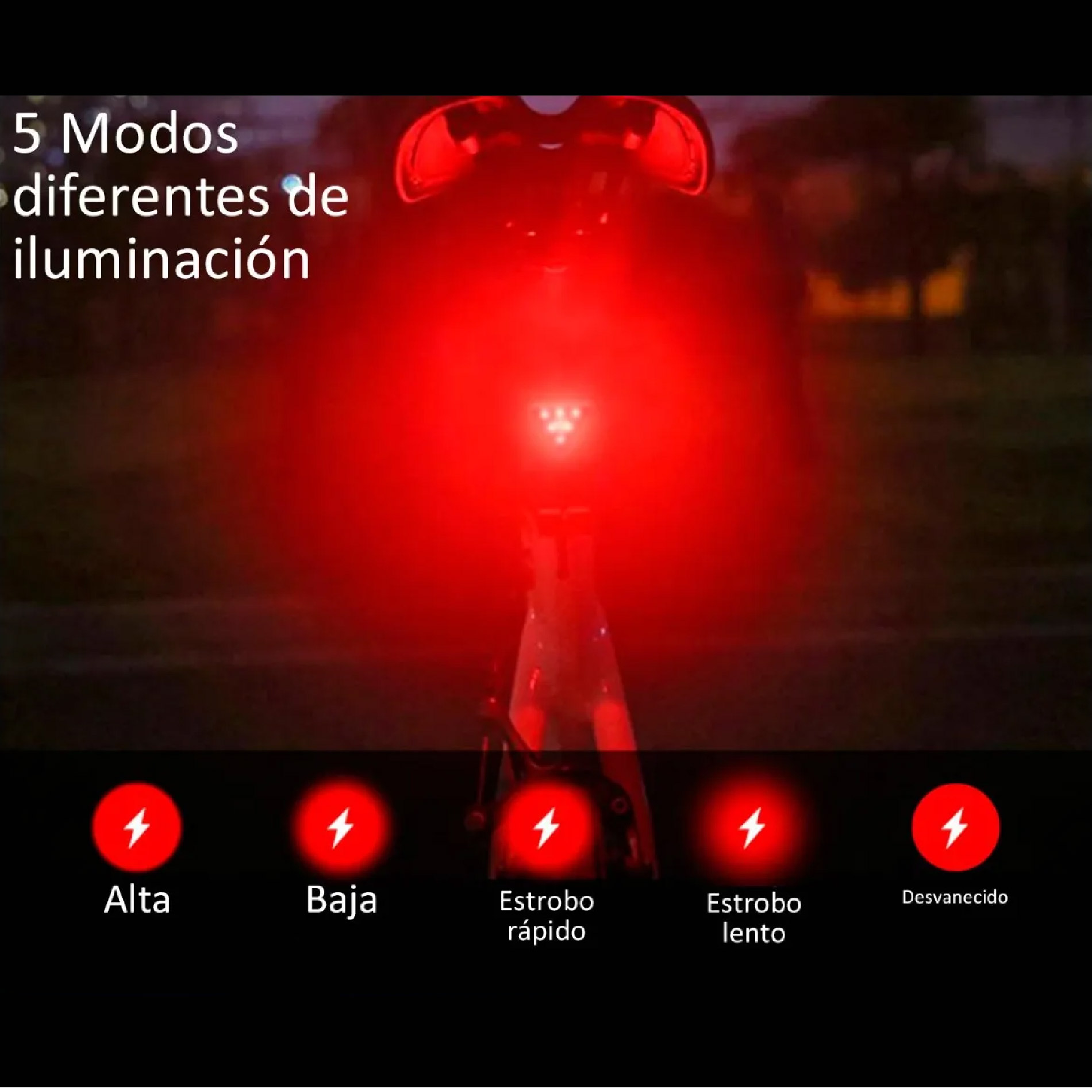 Miniatura 4 de Luz Led Trasera Bicicleta 5 Modos USB