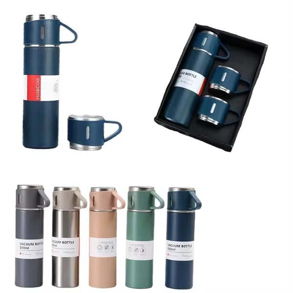 Termo De Acero Inoxidable Con 3 Tazas