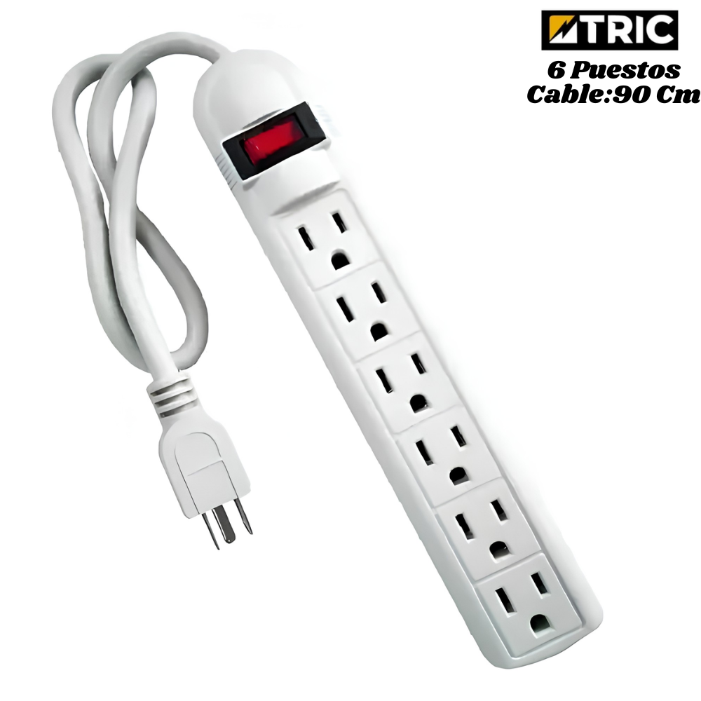 Regleta Electrica Multitoma 6 Tomas 90Cm