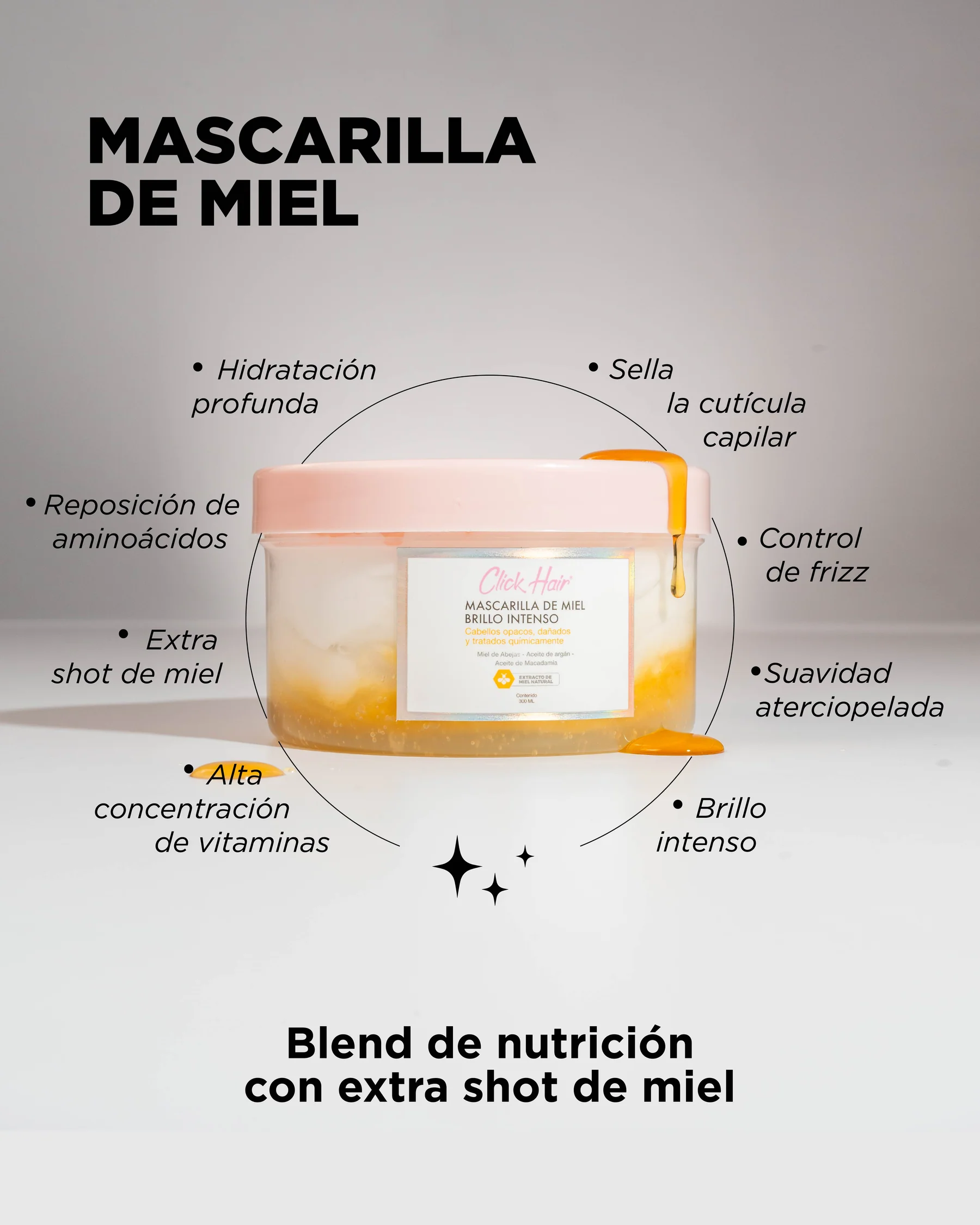 Miniatura 2 de CLICK HAIR MASCARILLA DE MIEL BRILLO INT