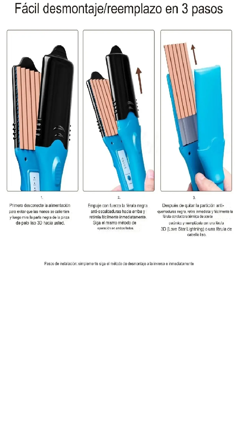 Alisador Cabello Placas Intercambiables