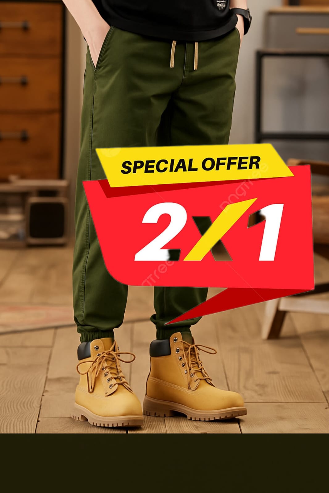 2X1 COMBO TIMBERLAND JOGGER VERDE CAJA