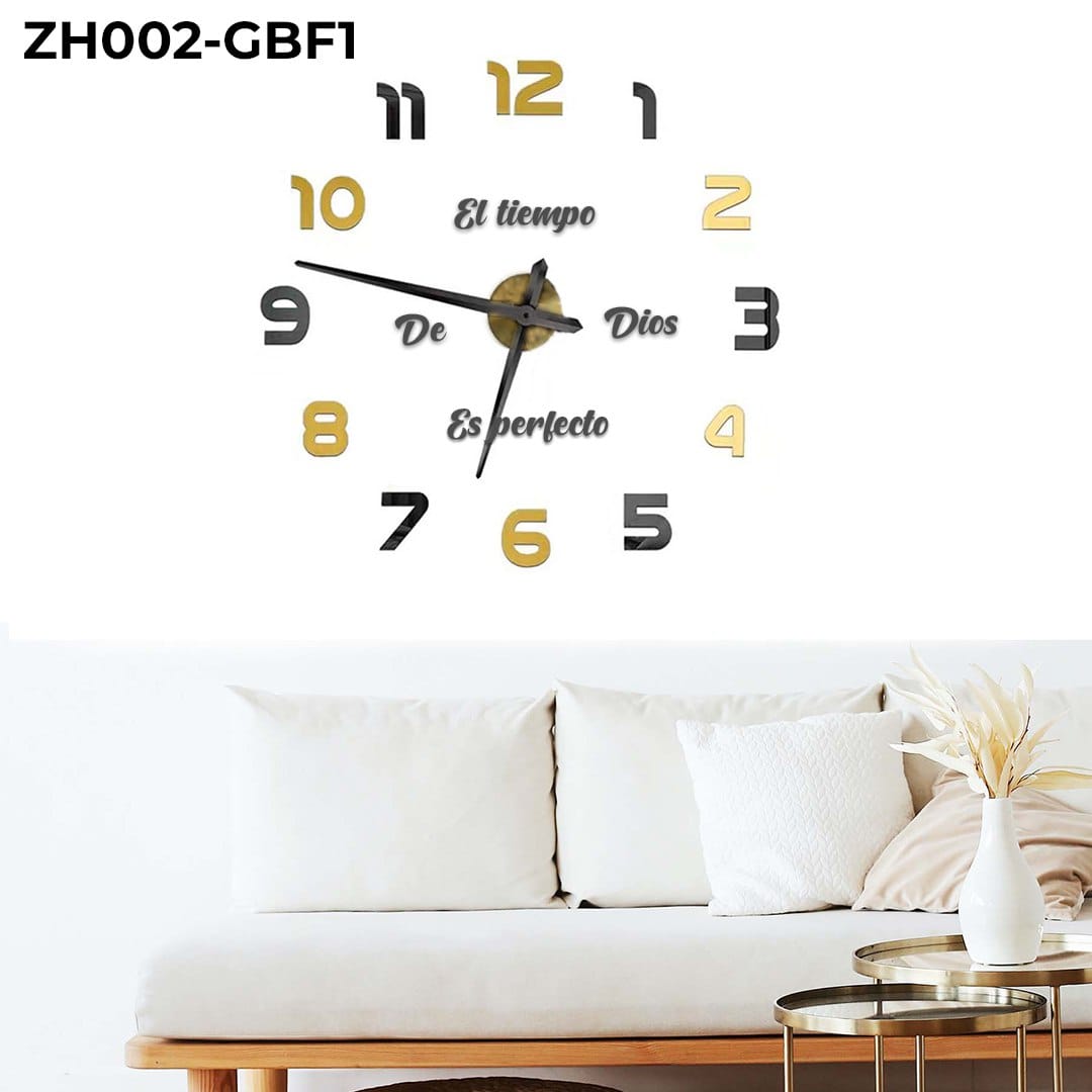 ZH002-GB+FB RELOJ 3D ADHESIVO NEGRO/DOR