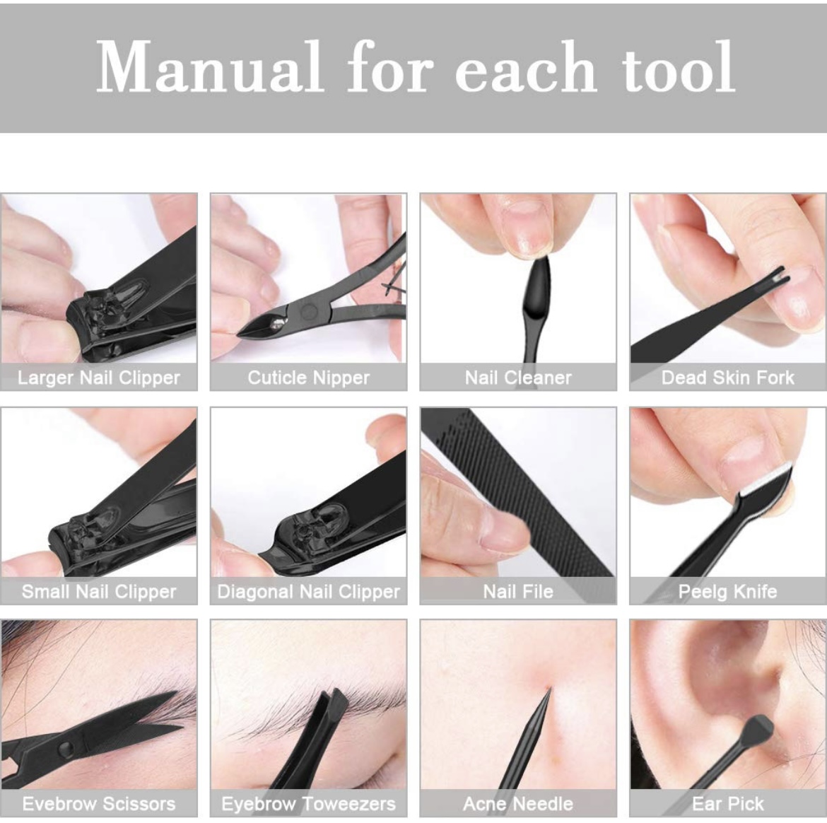 KIT CORTA UNAS SET MANICURA PEDICURA 12