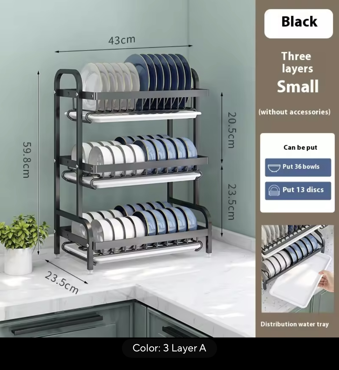 ORGANIZADOR DE LOZA 3 NIVELES METALICO