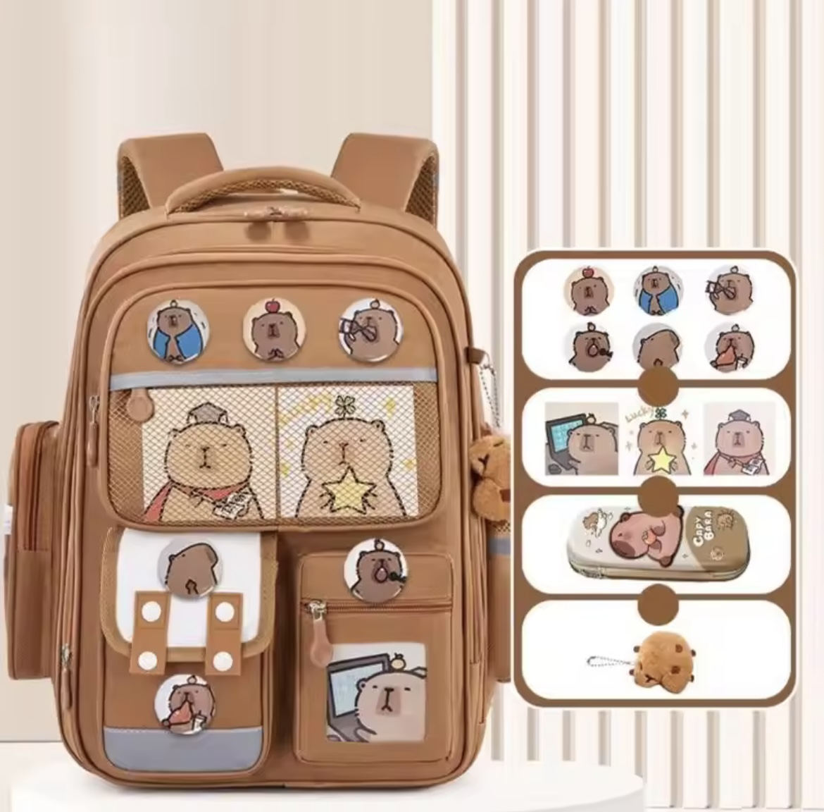 Vista 3 de MOCHILA ESCOLAR ESTUDIANTES CAPIBARA GRA