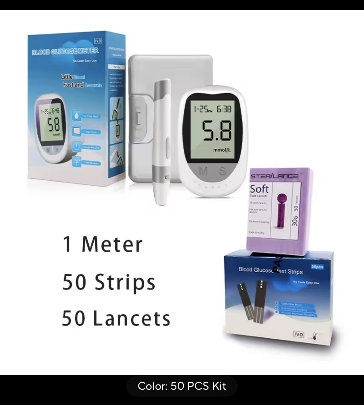 GLUCOMETRO DIGITAL MEDIDOR GLUCOSA 50 TI