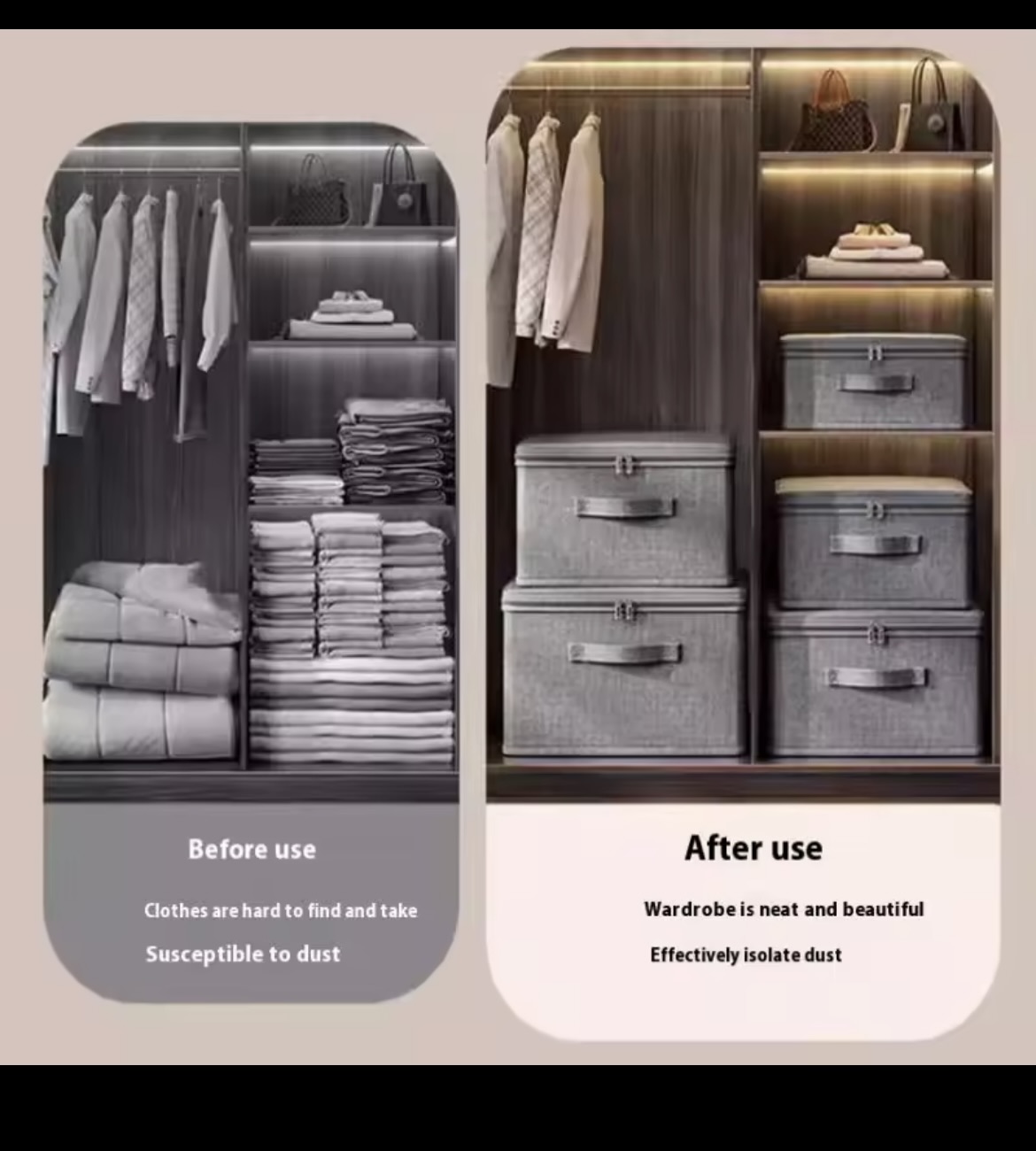 Vista 9 de CAJA ALMACENAMIENTO ROPA GRIS ORGANIZACI