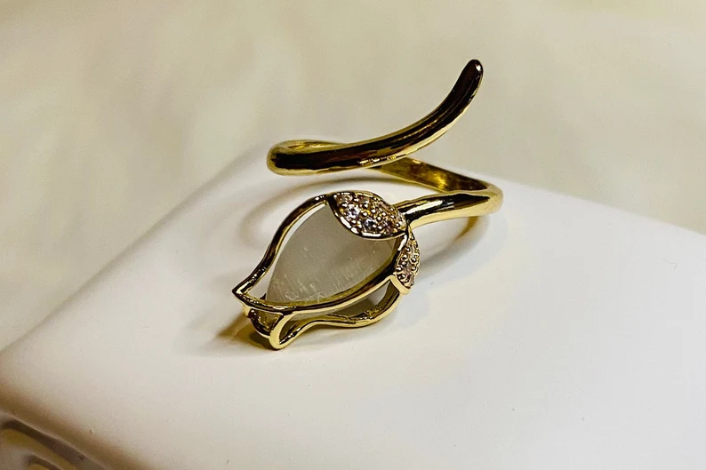 Miniatura 4 de Anillo Flor Tulipan blanco +CajaREGALO