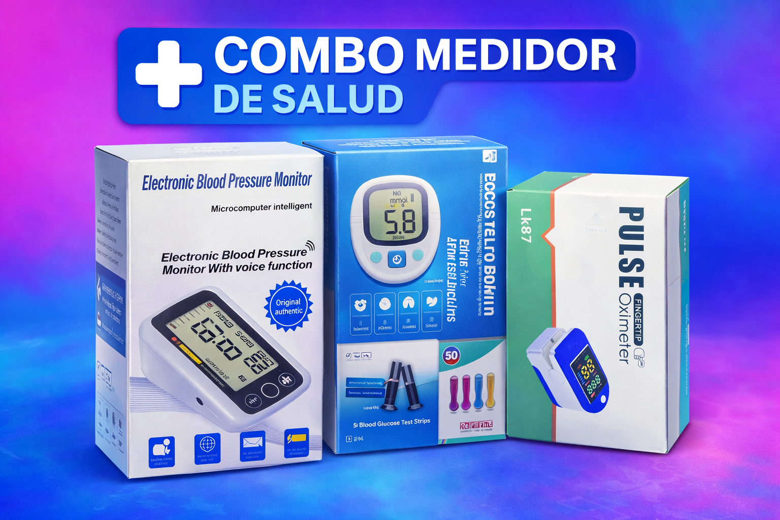 COMBO GLUCOMETRO, TENSIOMETRO Y OXIMETRO