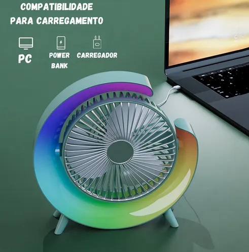 Mini Ventilador de Escritorio con LuzLED
