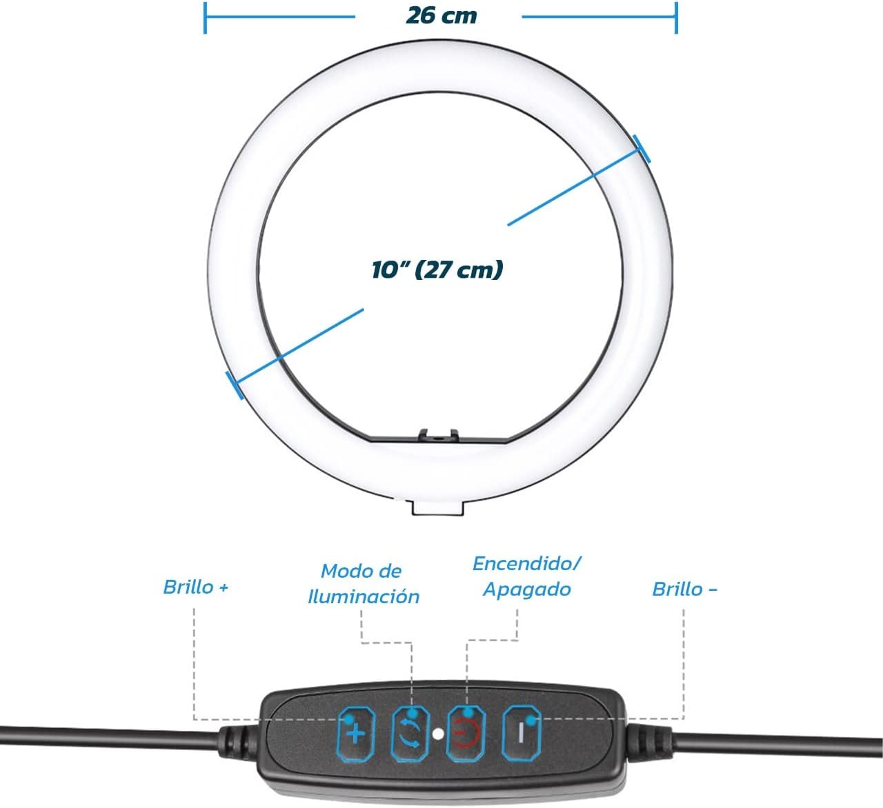Miniatura 3 de Aro 26cm de Luz Selfie con Tripode 2m