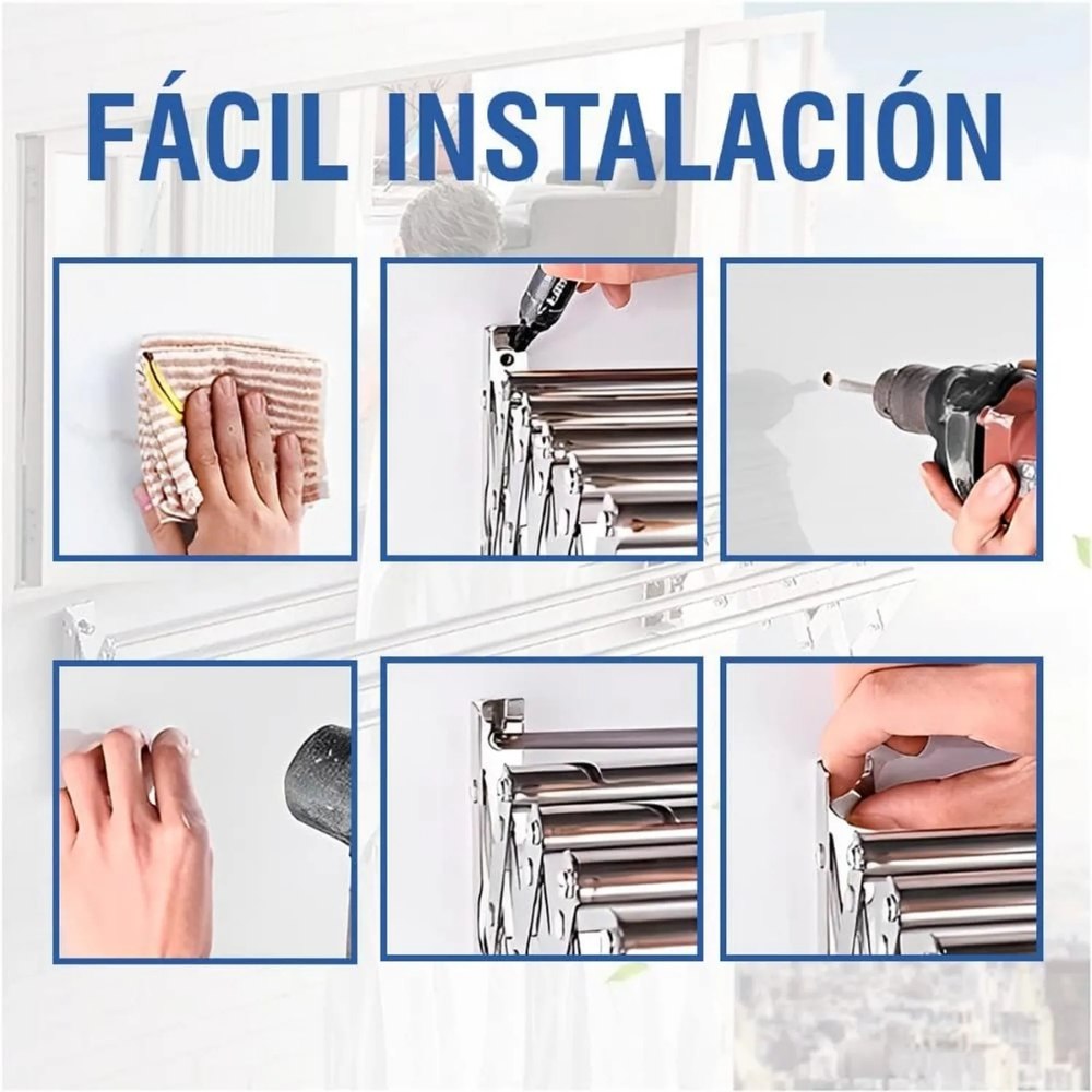 Tendedero De Ropa Retractil Plegable 5 N