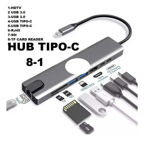 Convertidor Tipo C 8 En 1 Hub