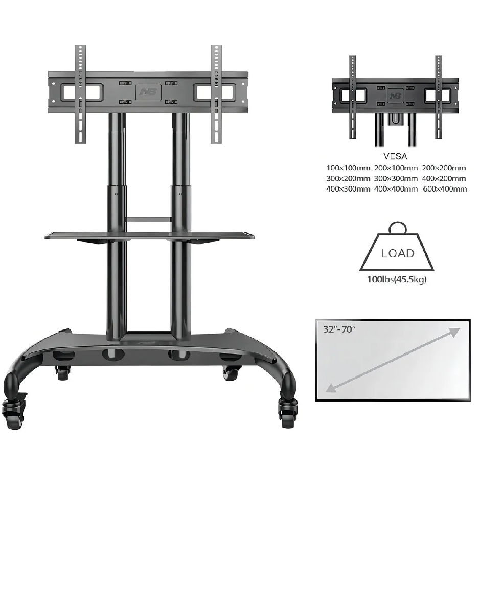 Miniatura 2 de Base Soporte Tv A Piso Ruedas