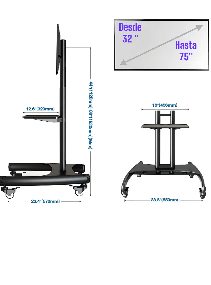 Base Soporte Tv A Piso Ruedas