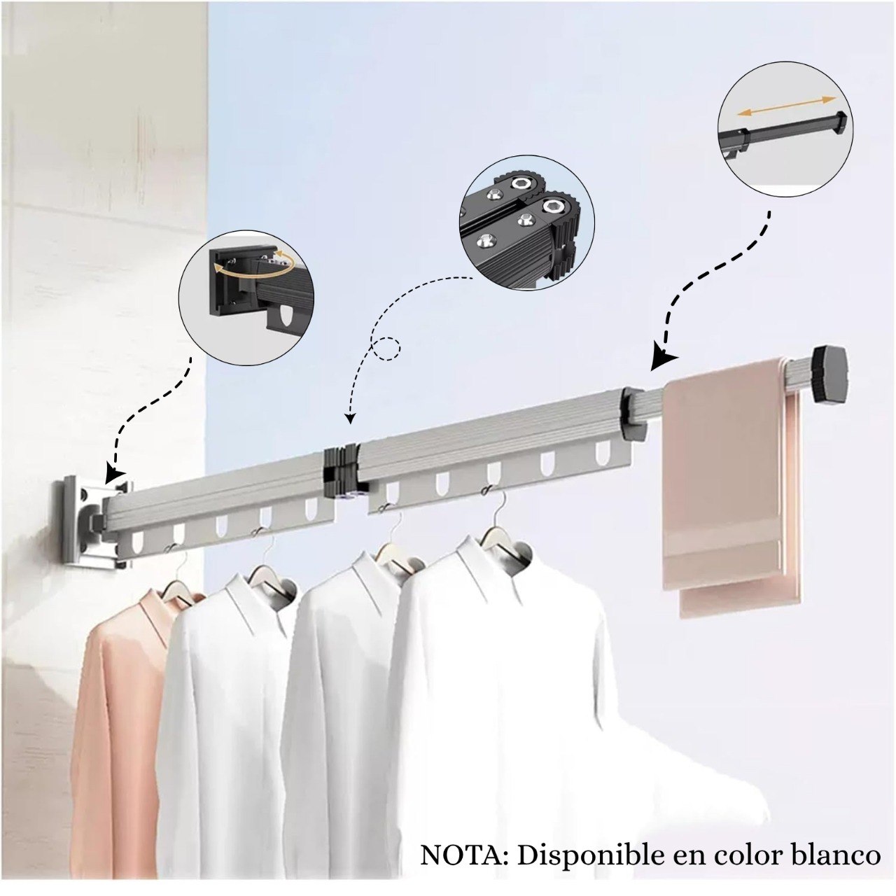 Tendedero De Ropa Retractil Plegable Est