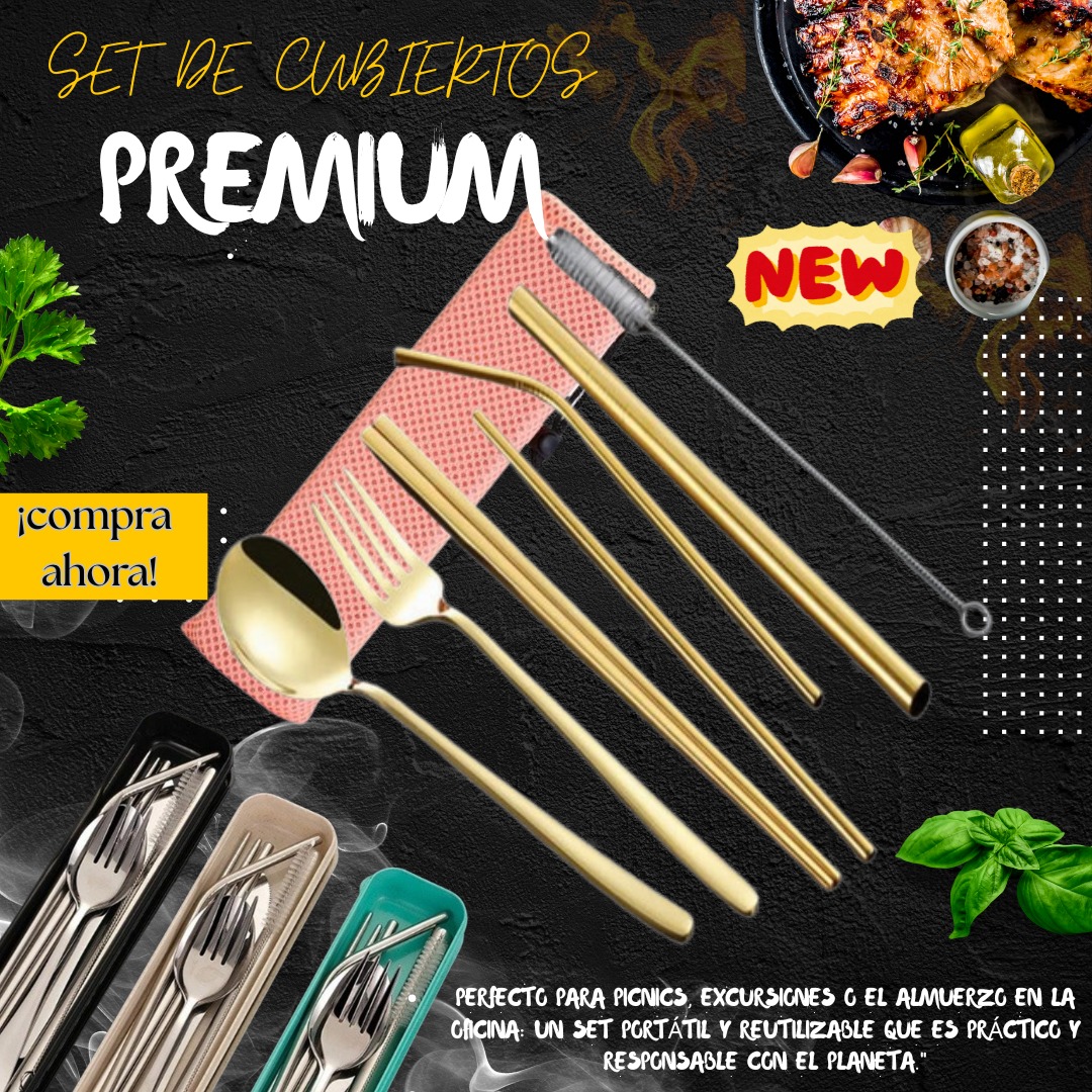 SET CUBIERTOS PORTABLES + ESTUCHE 🥢🍴