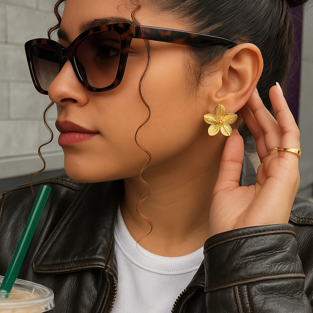 Topos Aretes Flor Orquídea de Sol