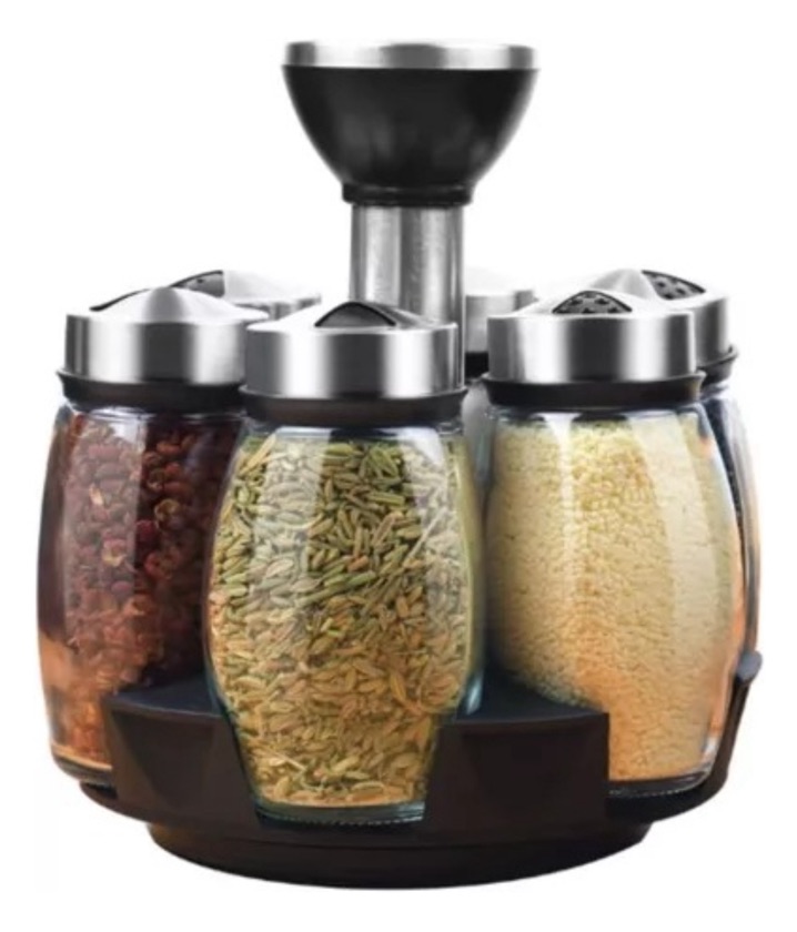 DI Condimentero Giratorio x6 Vidrio Tapa