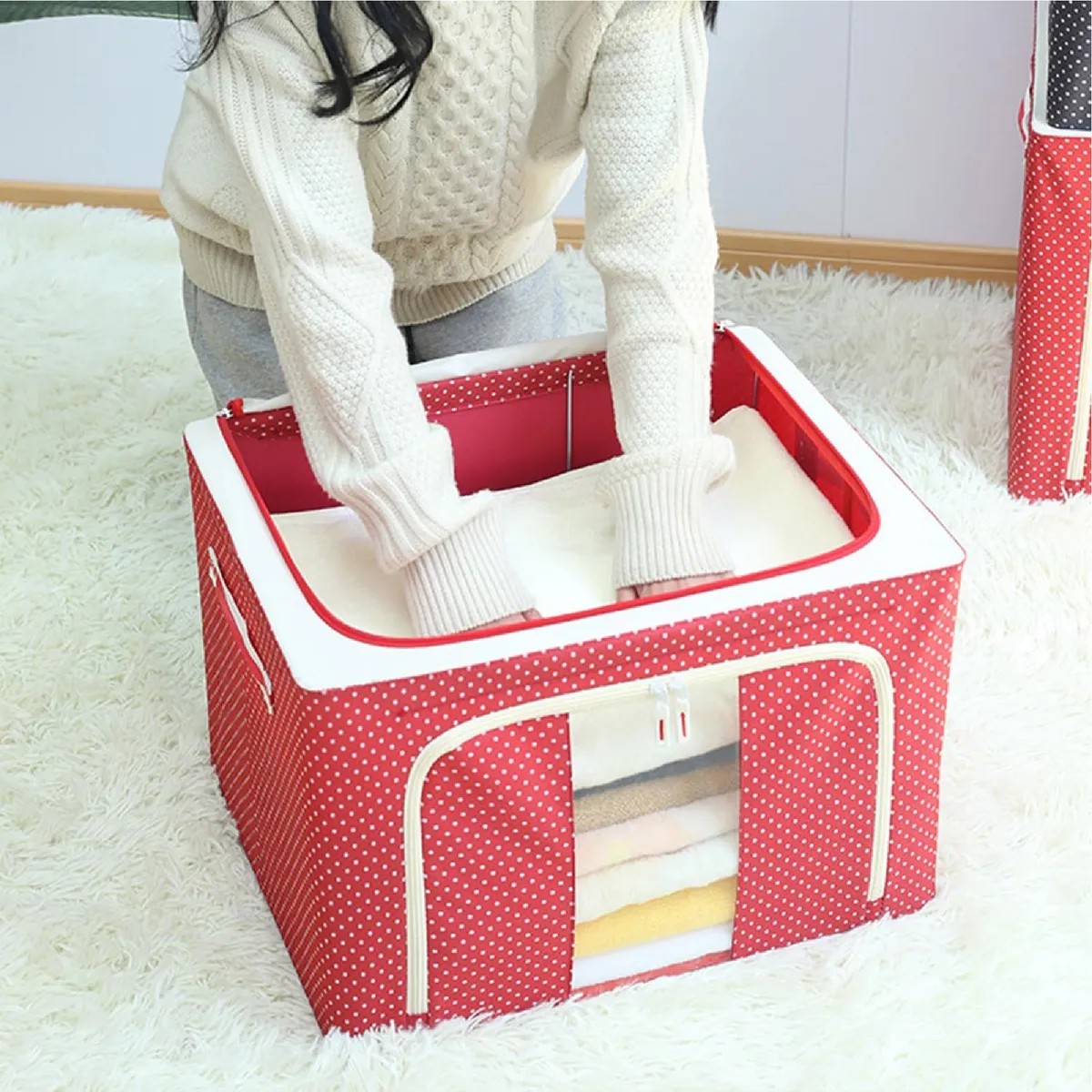 Vista 3 de Cajón Organizador sabanas Cubrelecho - Color: Rojo