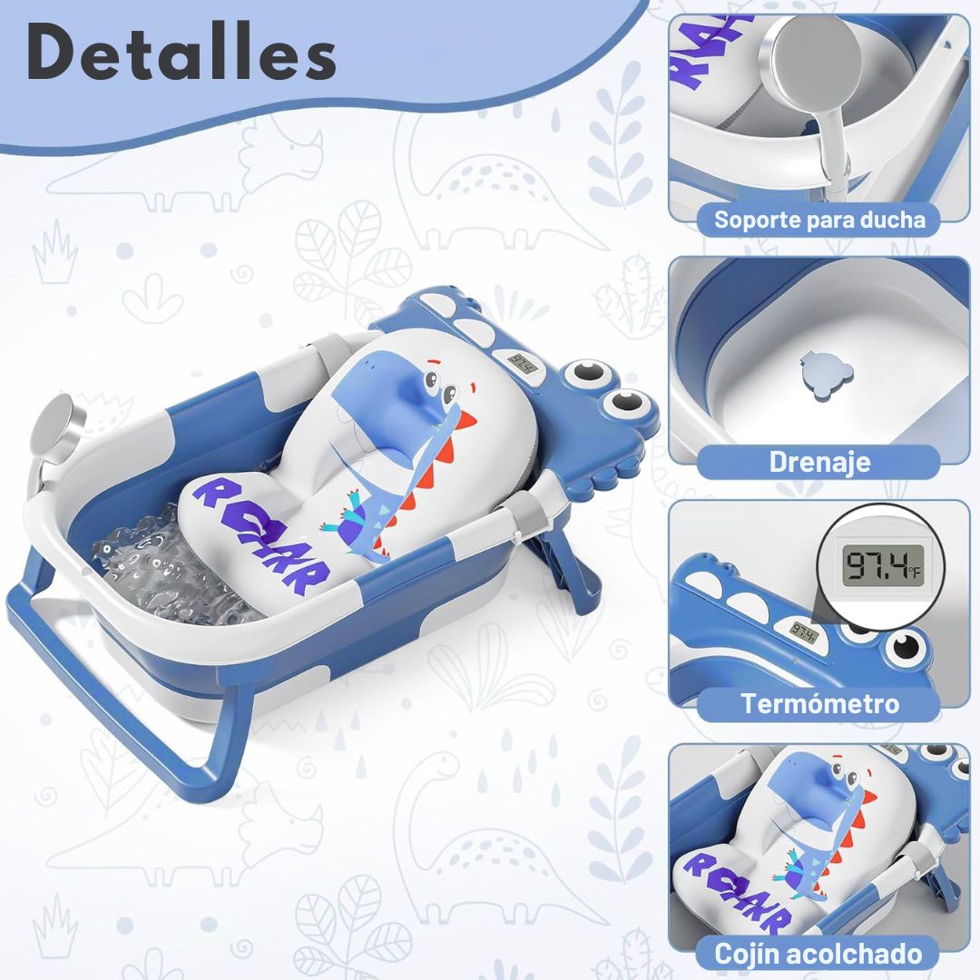 Miniatura 3 de Bañera con Termómetro y Cojín Plegable - Colores: Gris