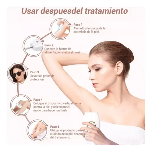 Depiladora IPL en uso — mano sosteniendo el dispositivo