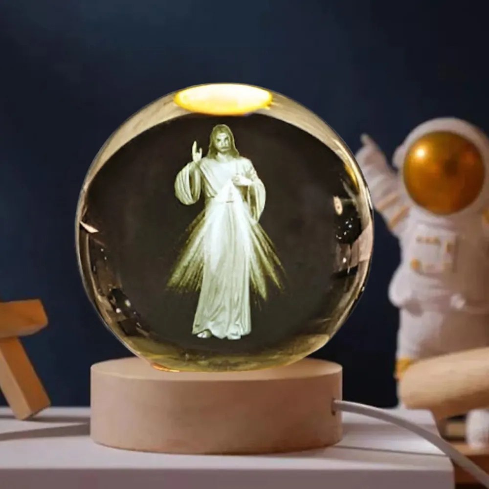 Lampara Esfera Madera Cristo Redentor