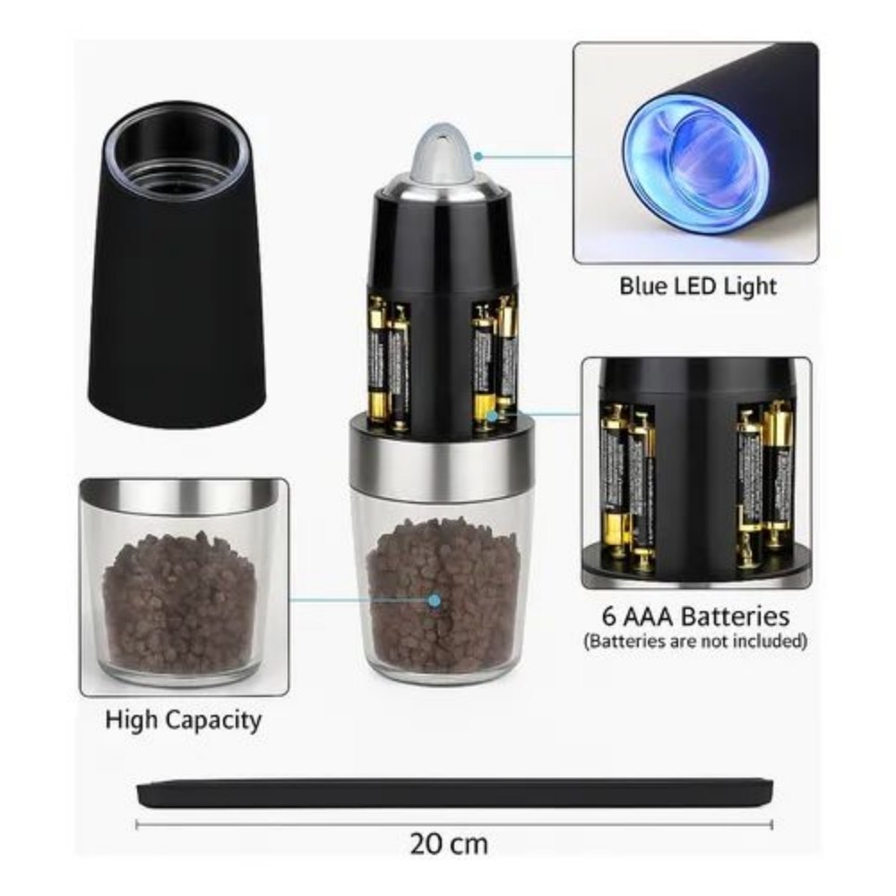 Set Molinillo eléctrico sal gruesa X2