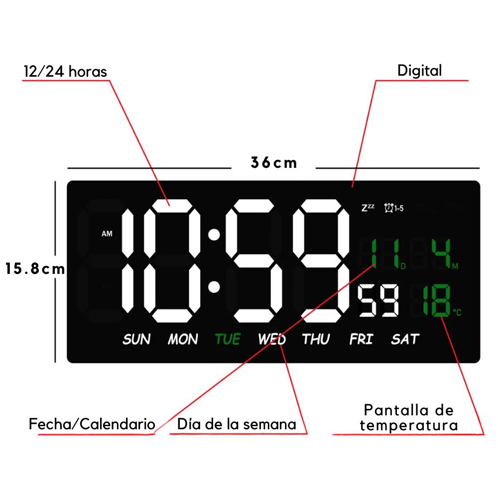 Miniatura 3 de Reloj Despertador Electrónico JH 3604
