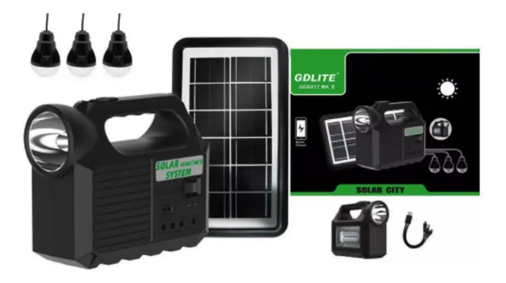 Miniatura 2 de Kit Lampara Panel Solar Linterna + 3 Bom