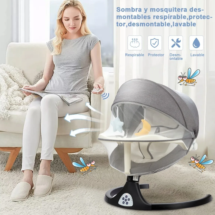 SILLA ELECTRICA MECEDORA CON COMEDERO 👶