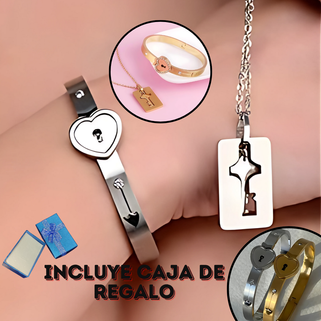 Pulsera + Collar Amor Candado +CAJAREGAL