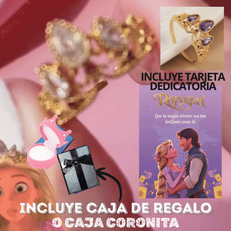 Anillo Princesa Rapunzel +CAJA+TARJETA