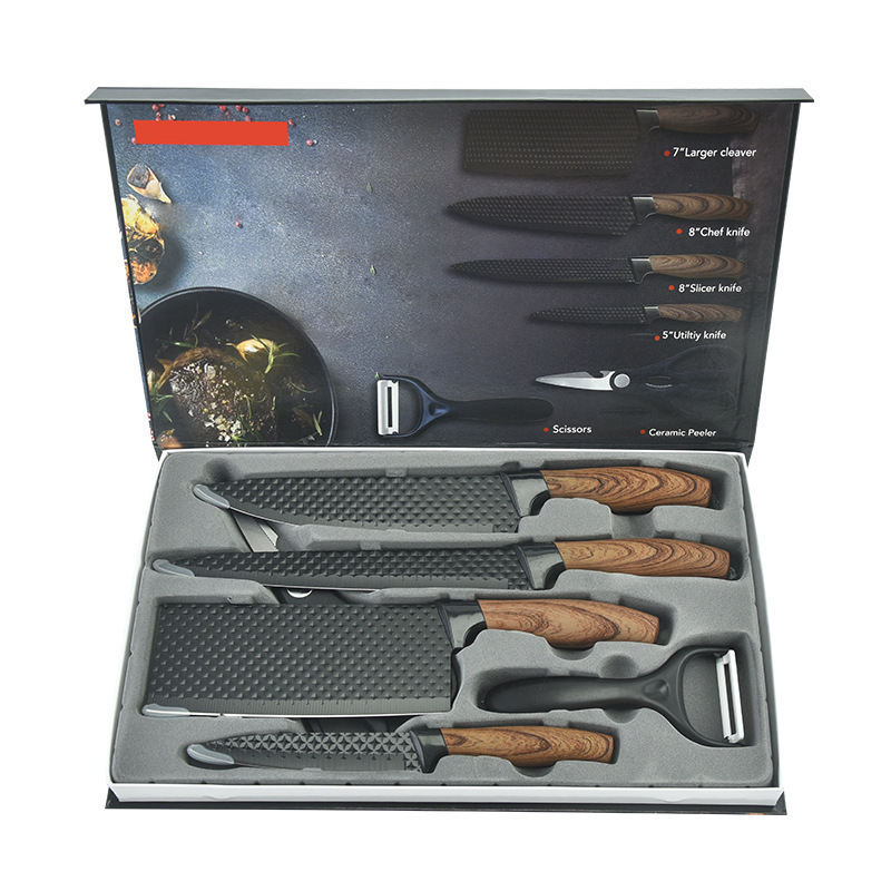 Miniatura 3 de SET DE CUCHILLO MANGO TIPO MADERA