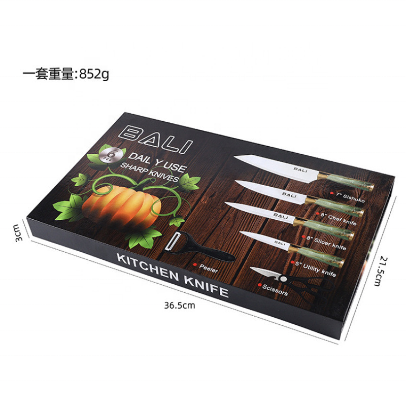 Miniatura 3 de Set de Cuchillos BALI Mango Mármol Verde