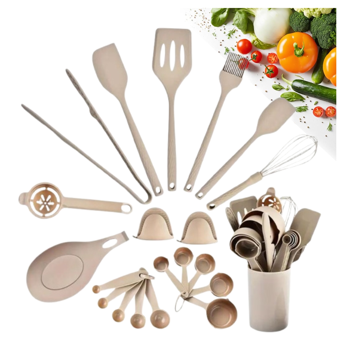 Juego utensilios cocina silicona 21pcs