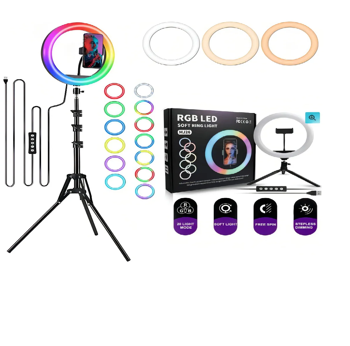 Miniatura 2 de Aro Luz Rgb 26 Cm Led con Tripode