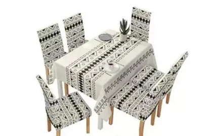 Set mantel geométricas+ 6 fundas sillas