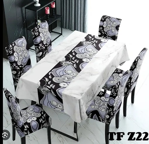 set mantel metálico  +6 fundas sillas